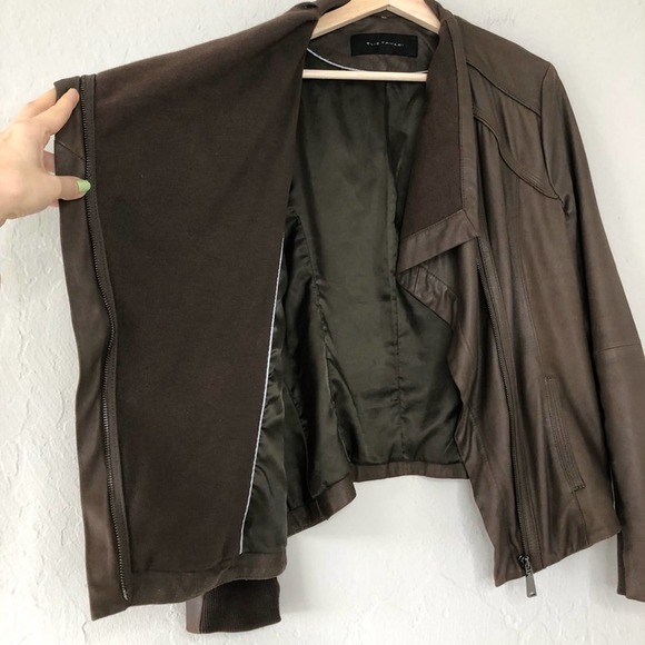 Elie Tahari Andreas Lambskin Leather Jacket - Picture 5 of 9